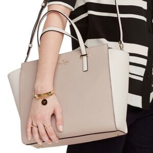 BNWOT Kate Spade Hayden Cedar street two tone neutral handbag